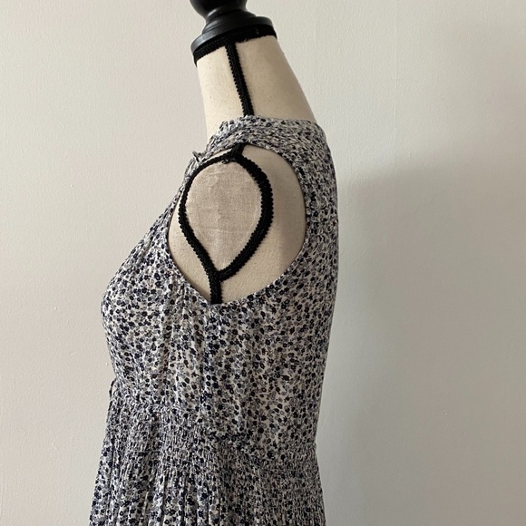 James Perse Floral Pleated Midi Dress In Pearl 0 - Picture 4 of 12